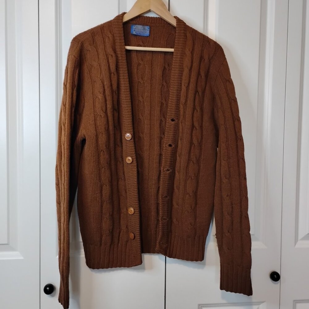Pendleton Brown Cable Knit Button-Front Cardigan